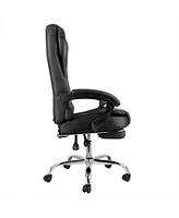 Elama High Back Adjustable Faux Leather Office Chair in Black with Adjustable Footrest