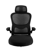 Elama High Back Adjustable Mesh and Fabric Office Chair with Metal Base Head Rest