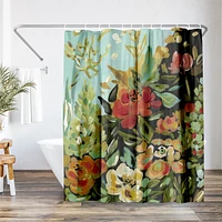 Americanflat 71x74 Shower Curtain - Floral Painted Design - Warm Waves by Pi Creative Art