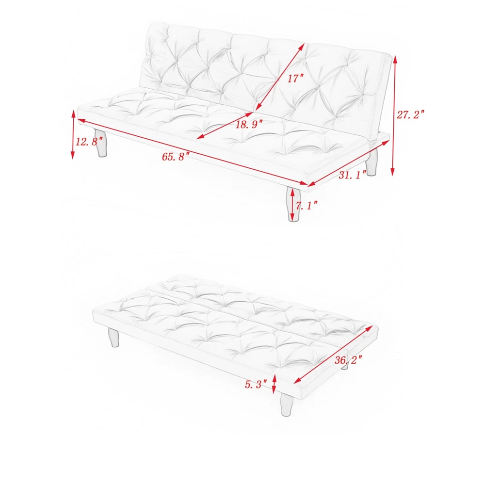 Simplie Fun Sofa Converts Into Sofa Bed 66 Velvet Sofa Bed Suitable For Family Living Room