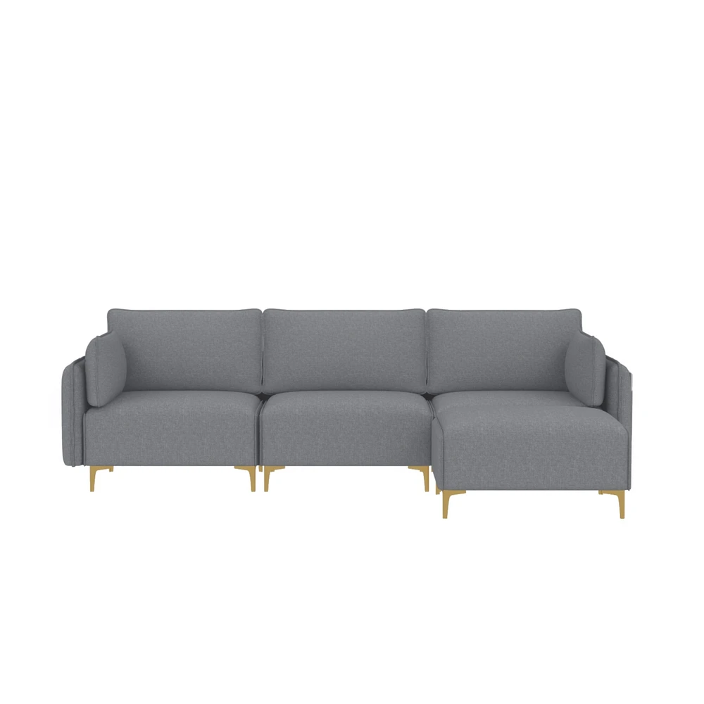 Simplie Fun L Shaped Sectional Sofa With Usb Fabric