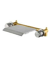 Mondawe Wall Mounted 8 Inch Widespread Double-Handle Bathroom Faucet in Brushed Nickel for Bathroom, Vanity, Bathtub