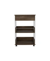 Simplie Fun Dering 1-Drawer 2-Shelf Kitchen Cart With Caster White And Dark Walnut