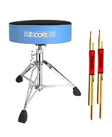 5 Core Drum Throne Padded Guitar Stool Swivel Height Adjustable Professional Music Chair For Adults And Kids w Anti Slip Rubber Feet