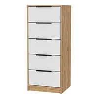Kaia 5 Drawer Dresser, Vertical Dresser - White Pine