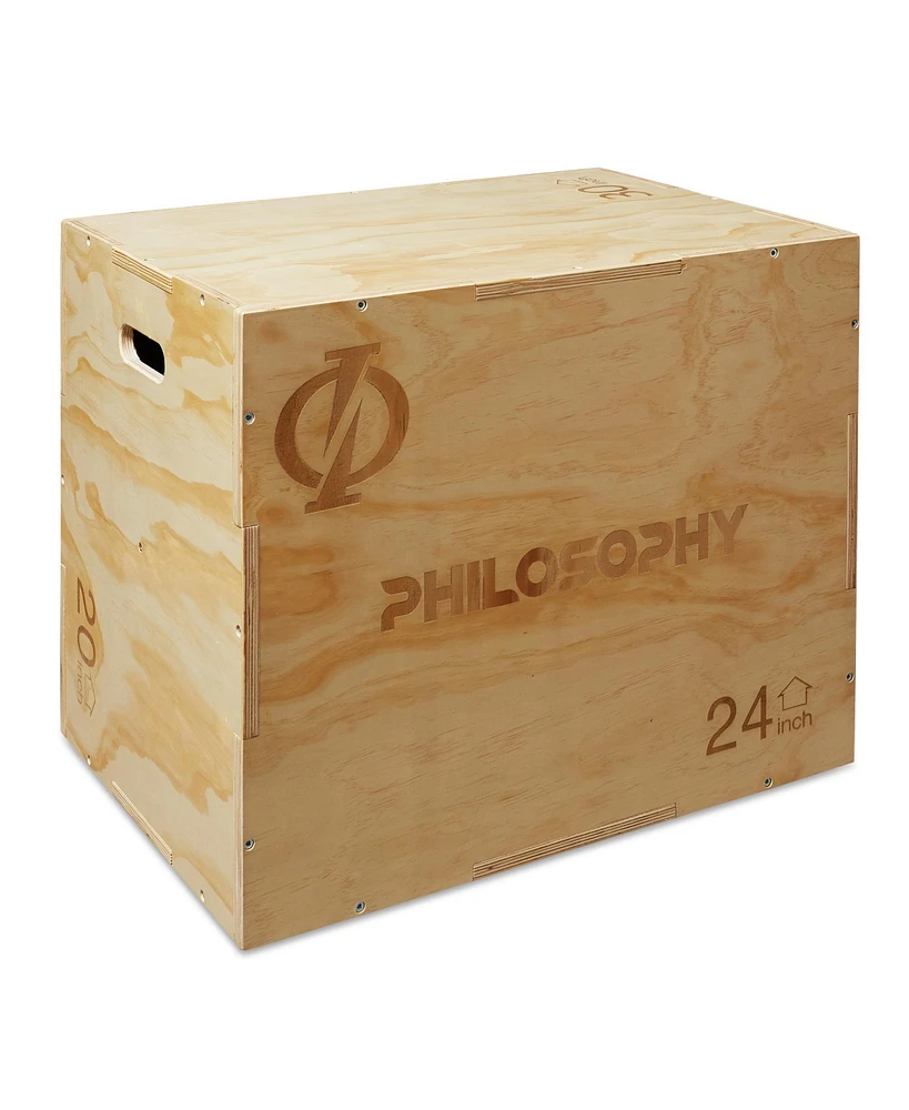 Philosophy Gym 3 in 1 Wood Plyometric Box - 30" x 24" x 20" Jumping Plyo Box for Training and Conditioning