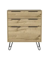 Simplie Fun Augusta Dresser, Hairpin Legs, Three Drawers, Superior Top - Light Oak