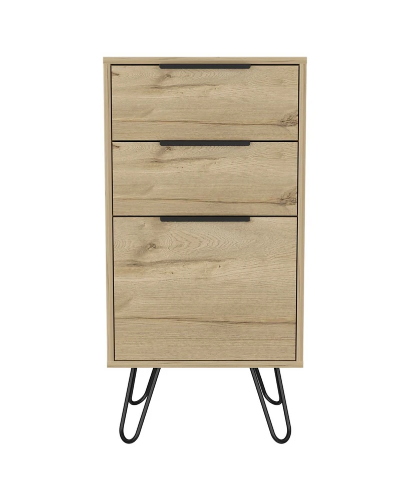 Streamdale Furniture Augusta Light Dresser, Hairpin Legs, Superior Top, Three Drawers - Light Oak