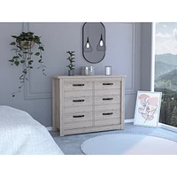 Simplie Fun Bellingham 6-Drawer Dresser Light Gray