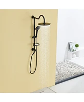 Mondawe 8 Inch Top Spray with Lifting Rod included Wall Mount Exposed Bathroom Shower System Showerheads in Matte Black