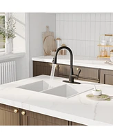 Mondawe Pull-Down Kitchen Faucet Retractable Brass Hot and Cold Adjustable Swivel Sink Faucet