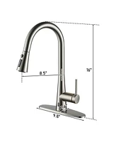 Mondawe Touchless Single Handle Pull-out Kitchen Faucets with Stretchable Hose