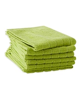 Design Imports Basic Terry Collection Solid Windowpane Dishcloth Set, 12x12", Avocado, 6 Count