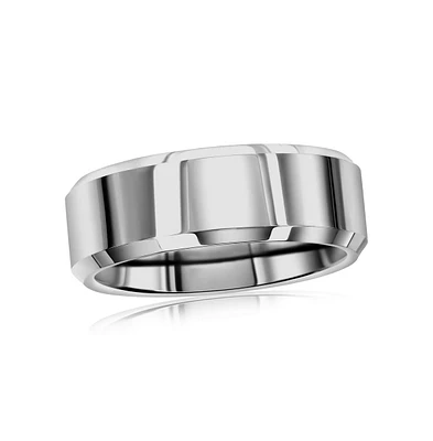 Metallo Polished Silver Tungsten 8mm Ring
