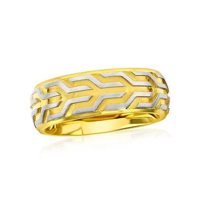 Metallo Stainless Steel Gold and Silver Designed Ring