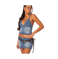 Edikted Women's Wanona Denim Halter Top