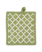 Design Imports Lattice Basics Collection Kitchen Essentials, Oven Mitt Potholder Set, Antique Green, 2, Piece