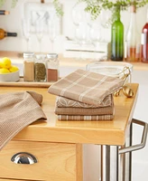 Design Imports Assorted Woven Kitchen Set, Dishtowel, 18x28", Dishcloth, 13x13", Stone, 5 Piece