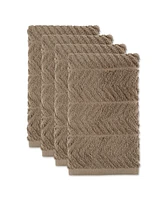 Design Imports Luxury Bar Mop Collection Chevron Dishtowel Set, 16x19", Stone, 4 Piece