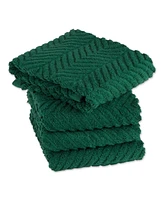 Design Imports Luxury Bar Mop Collection Chevron Dishtowel Set, 16x19", Dark Green, 4 Piece