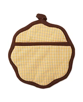 Design Imports Fall Kitchen Decor Collection Dish Towel Potholder Hostess Gift Set, Sunflowers/Orange Buffalo Check, 3 Piece