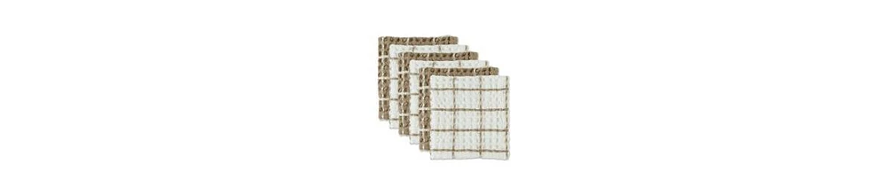 Design Imports Washed Waffle Collection Oversized Preshrunk Ultra Absorbent, Dishcloth Set, 12x12", Stone, 6 Piece