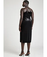 Eloquii Plus Size Velvet Midi Dress With Cowl