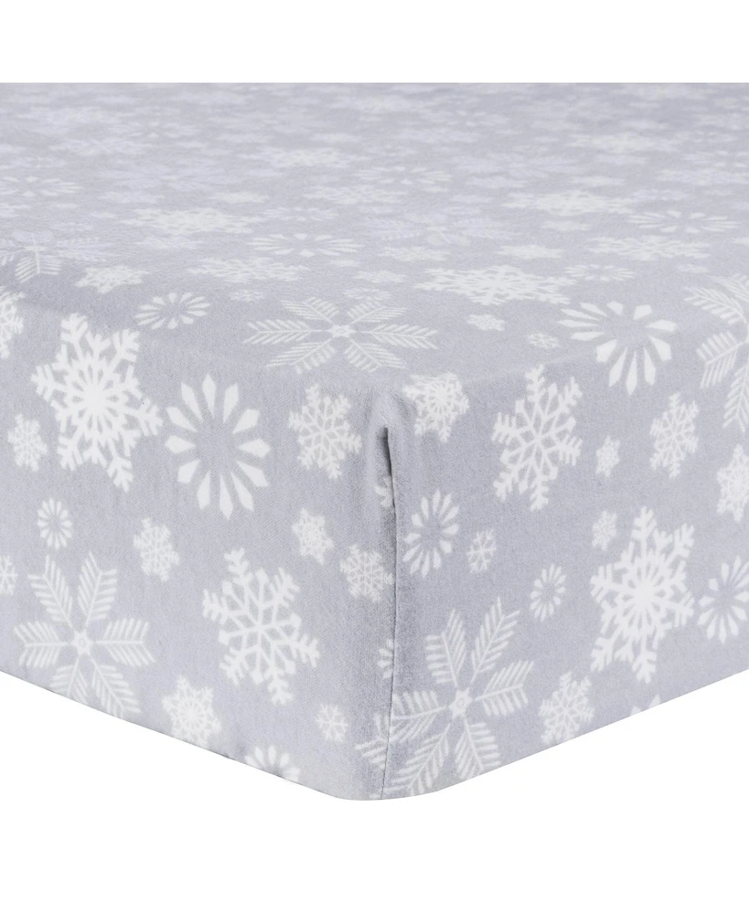 Trend Lab Snowflake Flurry Deluxe Flannel Fitted Crib Sheet