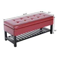 Storage Ottoman Bench Foot Stool Shoe Rack Faux Leather Furniture