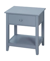 Homcom Freestanding Wooden Side Nightstand with Storage Drawer and Bottom Shelf, Grey