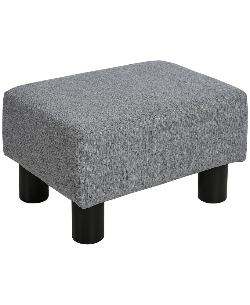 Homcom 16” Cubed Modern Linen Fabric Pouf Footrest Ottoman Furniture Grey