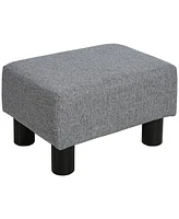 Homcom 16” Cubed Modern Linen Fabric Pouf Footrest Ottoman Furniture Grey