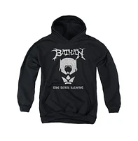 Batman Boys Youth Black Metal Pull Over Hoodie / Hooded Sweatshirt