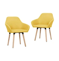 vidaXL Dining Chairs 2 pcs Yellow Fabric