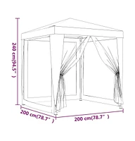 Party Tent with 4 Mesh Sidewalls Red 6.6'x6.6' Hdpe