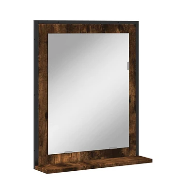 vidaXL Bathroom Mirror with Shelf Smoked Oak 19.7"x4.7"x23.6" Engineered Wood