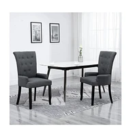 vidaXL Dining Chair with Armrests Dark Gray Fabric