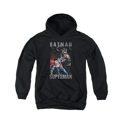 Batman V Superman Boys Youth Hero Split Pull Over Hoodie / Hooded Sweatshirt