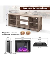 Costway 70" Tv Stand with 26" Electric Fireplace Insert Remote Control for 75" Tv
