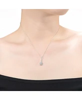 Rachel Glauber White Gold Plated with Cubic Zirconia Solitaire Small Drop Pendant Necklace