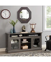 Contemporary Tv Media Stand for 65" Tv, Dark Walnut/Black
