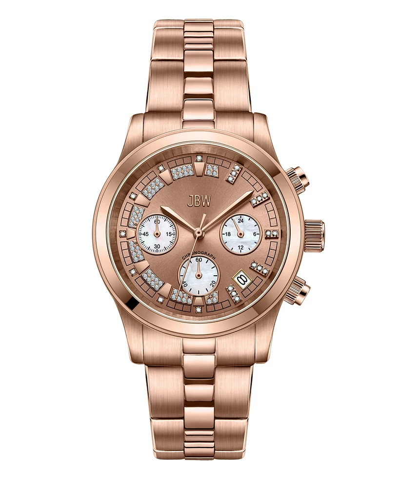 Jbw Women's Alessandra Diamond (1/5 ct.t.w.) 18K Rose Gold Plated Stainless Steel Watch