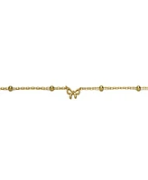 GiGiGirl 14k Yellow Gold Plated Adjustable Bracelet with Ribbon Charm and Beads for Kids