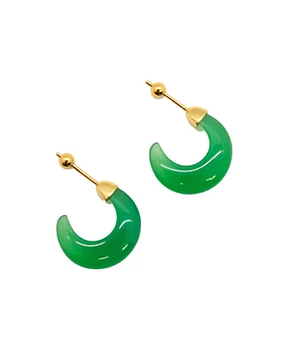 seree Half moon — Green chalcedony earrings