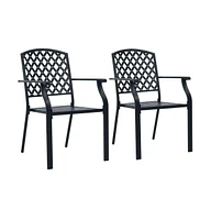 vidaXL Stackable Patio Chairs 2 pcs Steel Black