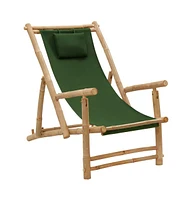 vidaXL Deck Chair Bamboo and Canvas