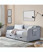 Streamdale Furniture Upholstered Daybed with Trundle and Storage_Drawers