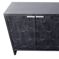 Streamdale Furniture Farmhouse Style 4-Door Storage Cabinet in Distressed Black