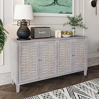 4-Door Natural Wood Accent Cabinet for Multiple Rooms
