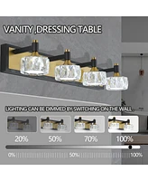 Streamdale Furniture Led 4-Light Modern Crystal Bathroom Vanity Light Over Mirror Bath Wall Lighting Fixtures